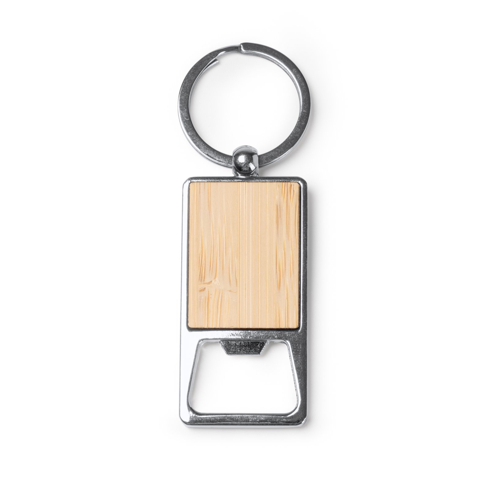 Llavero Benur con abrebotellas de madera y metal, ideal para regalos y accesorios personalizados.