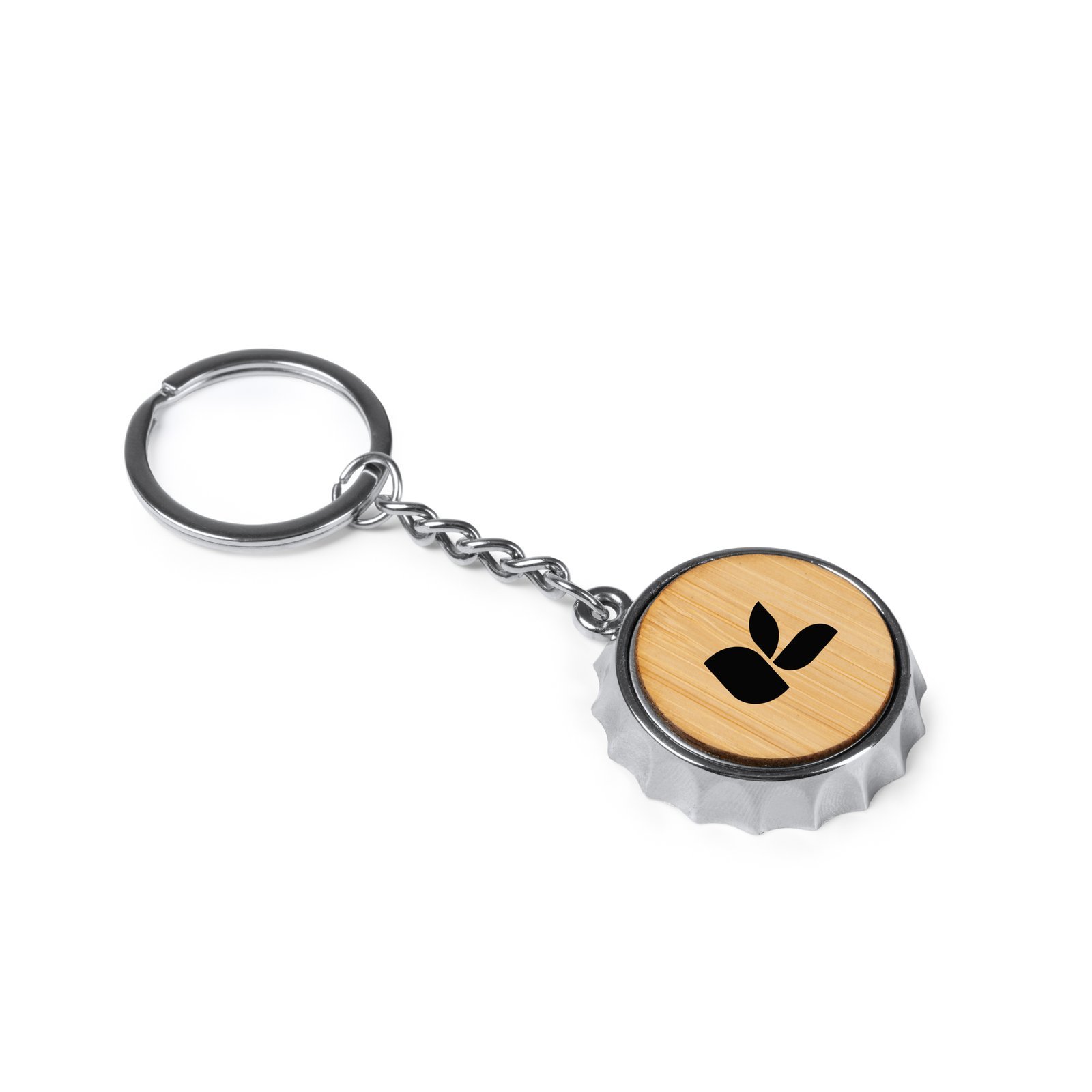 Llavero Dupont con diseño de madera y logotipo en negro, ideal para regalar o usar a diario.